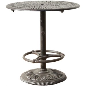 shield outdoor comfort care signature metal pedestal patio bar table in black