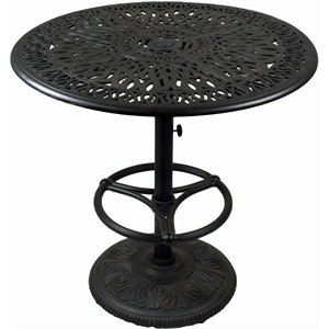 shield outdoor comfort care signature metal pedestal patio bar table in black