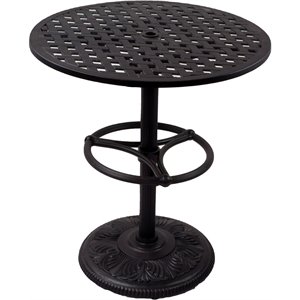 shield outdoor comfort care weave metal pedestal patio bar table in black