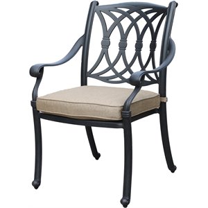 shield outdoor comfort care metal patio dining arm chair in black (set of 2)