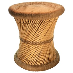 natural geo moray decorative handwoven jute accent stool