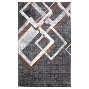 natural geo jasmine modern diamond abstract black/brown area rug