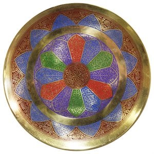 natural geo abstract decorative brass accent plate in gold