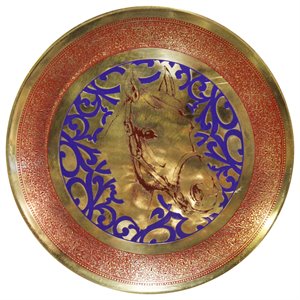 natural geo horse decorative brass accent plate in gold
