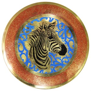natural geo zebra decorative brass accent plate in gold