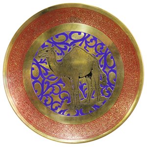 natural geo camel decorative brass accent plate in gold