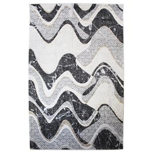 natural geo jasmine modern wavy abstract gray/black area rug