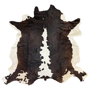 natural geo 5' x 5' cowhide area rug in brown/black/white