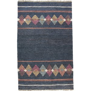 spontaneous jute handwoven area rug in charcoal/multi abstract runner