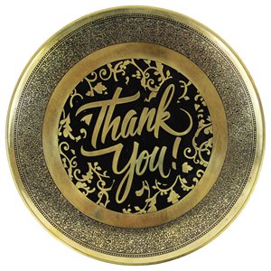 natural geo decorative brass accent plate - thank you