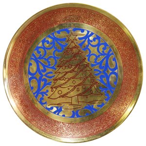 natural geo maroon christmas tree decorative brass accent plate in gold