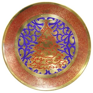 natural geo red christmas tree decorative brass accent plate in gold
