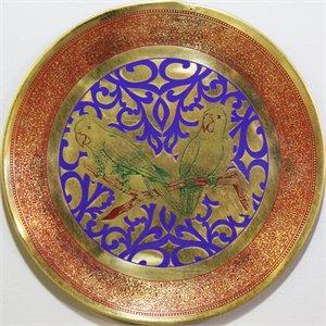 natural geo relaxed parrots decorative brass accent plate in gold
