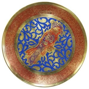 natural geo abstract parrot decorative brass accent plate in gold