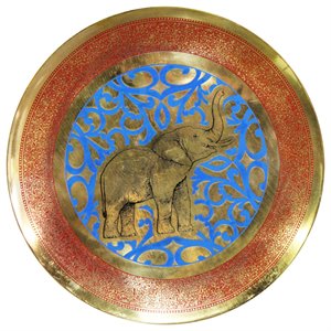 natural geo happy elephant decorative brass accent plate in gold