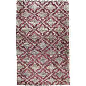 spontaneous jute handwoven area rug in geometric natural/maroon runner