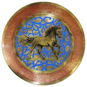 natural geo horse running decorative brass accent plate in gold