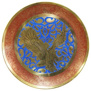 natural geo flying eagle decorative brass accent plate in gold