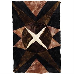 natural geo sheepskin area rug black/brown - 4 x 6'