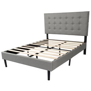 living essentials madison fabric tufted led panel bed in gray