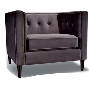 sofas to go hogan channelled velvet fabric chair in nova charcoal/espresso