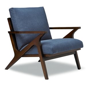 sofas to go cooper modern fabric accent chair in element deepsea blue/dark maple