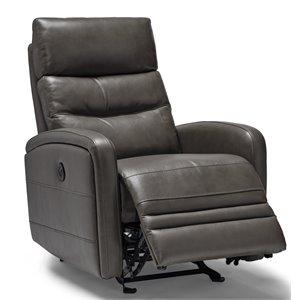 sofas to go frankie contemporary leather power recliner in classico pewter/black