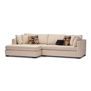 sofas to go helene polyester fabric lax sectional in elliott sand beige/espresso