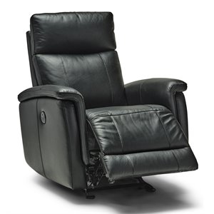 sofas to go zuma top grain leather & wood power recliner in apollo black
