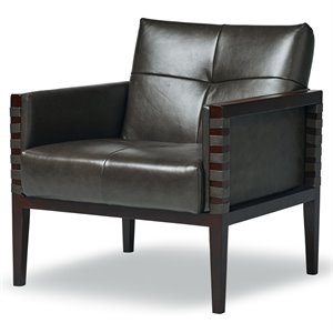 sofas to go dalby traditional leather accent chair in classico pewter/walnut