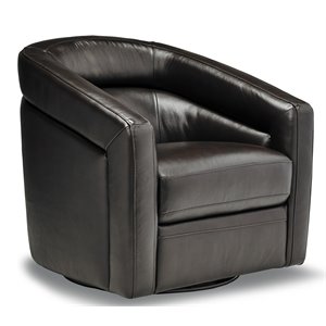 sofas to go eden swivel contemporary leather accent chair in ranch brown