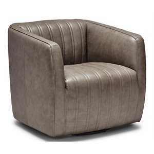 sofas to go monroe swivel top grain leather accent chair in apollo porpoise gray