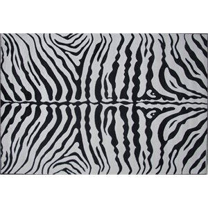 supreme nylon 8'x 11' zebra skin area rug in black and white