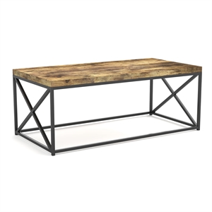 Safdie & Co. 44&quotL Coffee Table Black Metal in Brown Reclaimed Wood