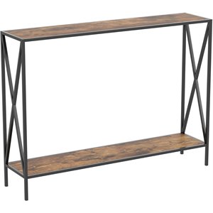 Safdie & Co. 39.5&quotL 1-Shelf Black Metal Console Table in Brown Reclaimed Wood