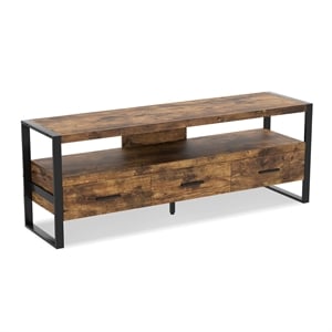 Safdie & Co. 59&quotL 3-Drawers 1-Shelf TV Stand in Brown Reclaimed Wood