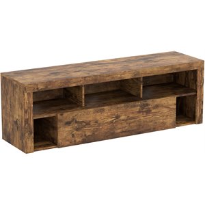 Safdie & Co. 59&quotL 1-Big Drawer 5-Shelves TV Stand in Brown Reclaimed Wood