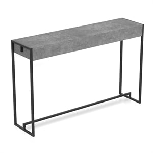 Safdie & Co. 47&quotL Console Table with Black Metal Legs in Dark Cement
