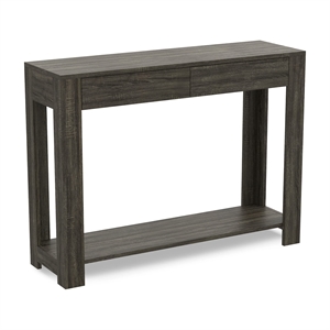 Safdie & Co. 40&quotL 2-Drawers 1-Shelf Console Table in Dark Grey Wood