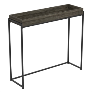 Safdie & Co. 39.5&quotL Sunken Tray Console Table in Dark Grey