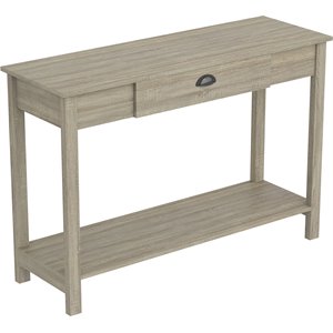 Safdie & Co. 47&quotL 1-Drawer Black Metal Handle Console Table in Dark Taupe