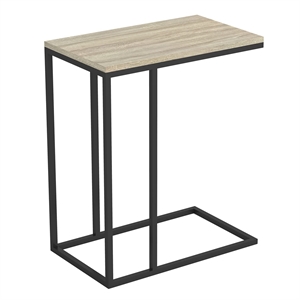 Safdie & Co. 19&quotL C-Shape Black Metal Legs Accent Table in Dark Taupe