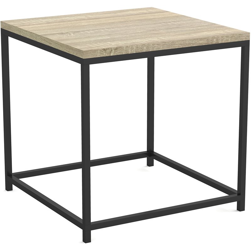 Safdie & Co. 16"L Square Black Metal Legs Accent Table in Dark Taupe
