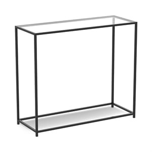 Safdie & Co. 31&quotL Glass Console Table with Black Metal Legs