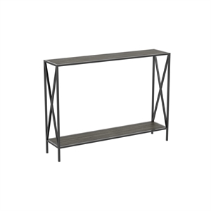 Safdie & Co. 39.5&quotL 1-Shelf Black Metal Console Table in Dark Grey Wood