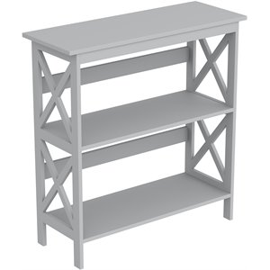 Safdie & Co. 32.50&quotH 3-Shelves Bookcase in Light Grey