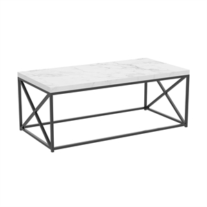 Safdie & Co. 44&quotL Coffee Table Marble Black Metal