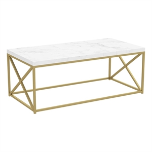 Safdie & Co. Engineered Wood and Metal Coffee Table in Marble/Gold