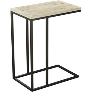 Safdie & Co. 19&quotL C-Shape Accent Table with Black Metal Legs in Reclaimed Wood