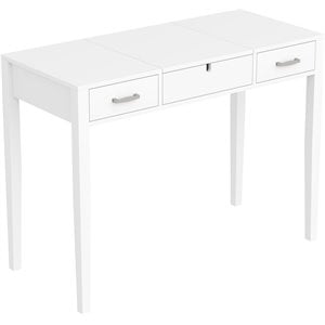 Safdie & Co. 40&quotL 2-Drawers 1-Foldable Mirror Computer Desk/Vanity in White